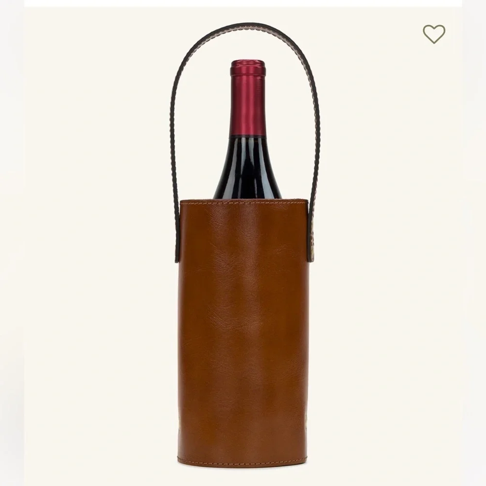 Patricia Nash, leather wine bottle carrier in gift box, new
